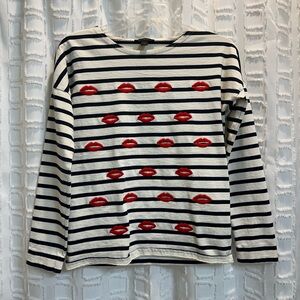 J. Crew Black and White Striped Top